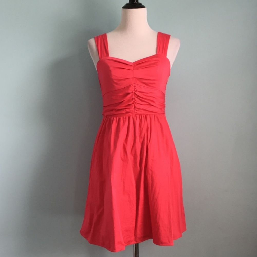 Ruched Hot Pink Sweetheart Sleeveless Dress